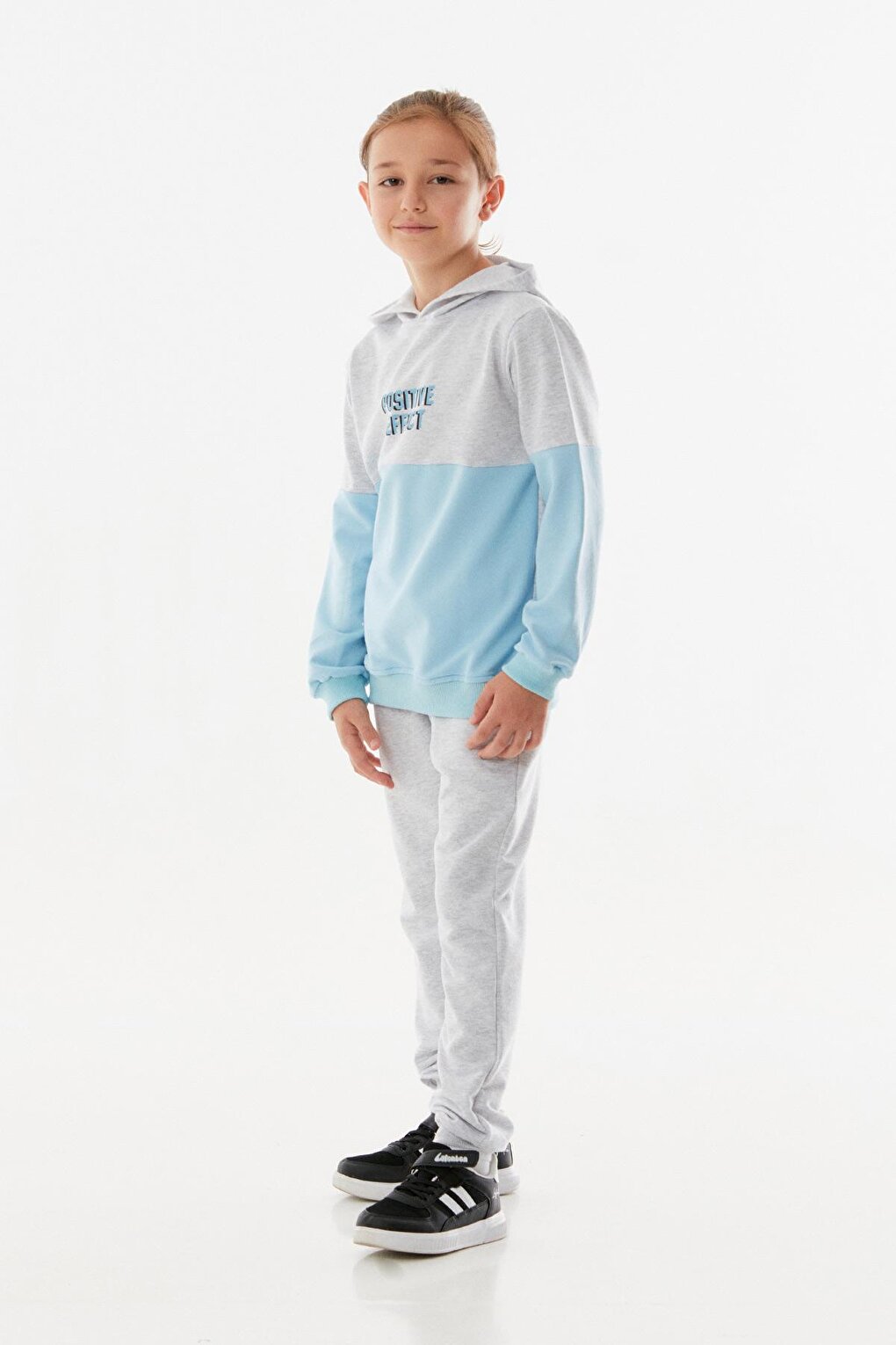 Text Printed Hooded Boys Tracksuit Set