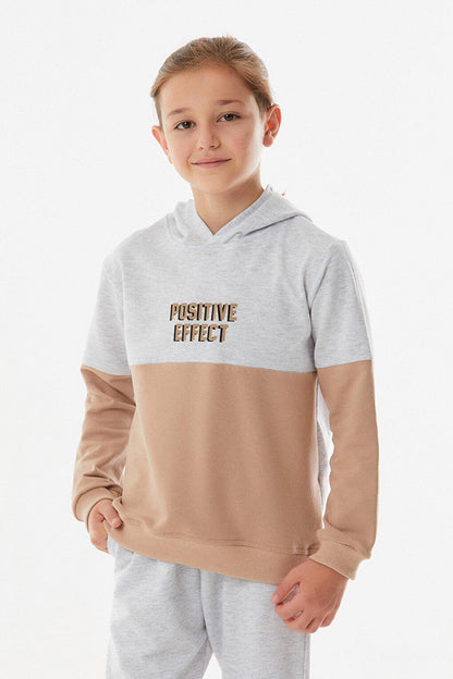 Text Printed Hooded Boys Tracksuit Set