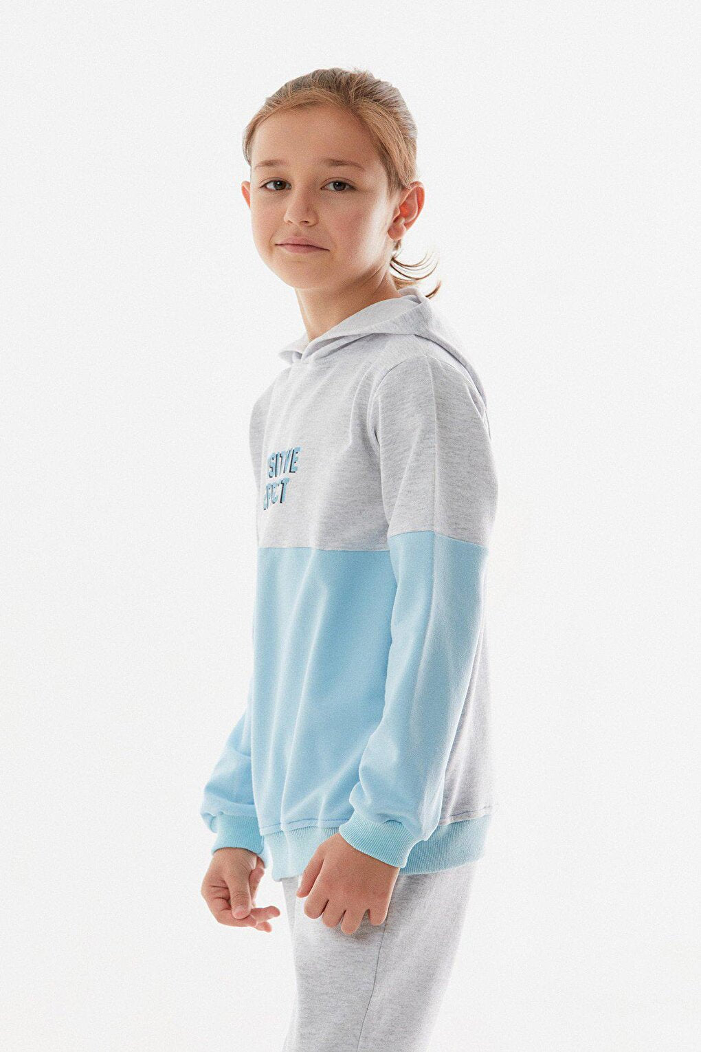 Text Printed Hooded Boys Tracksuit Set