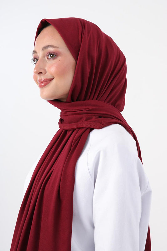 Burgundy Cotton Viscose Blend Combed Cotton Shawl