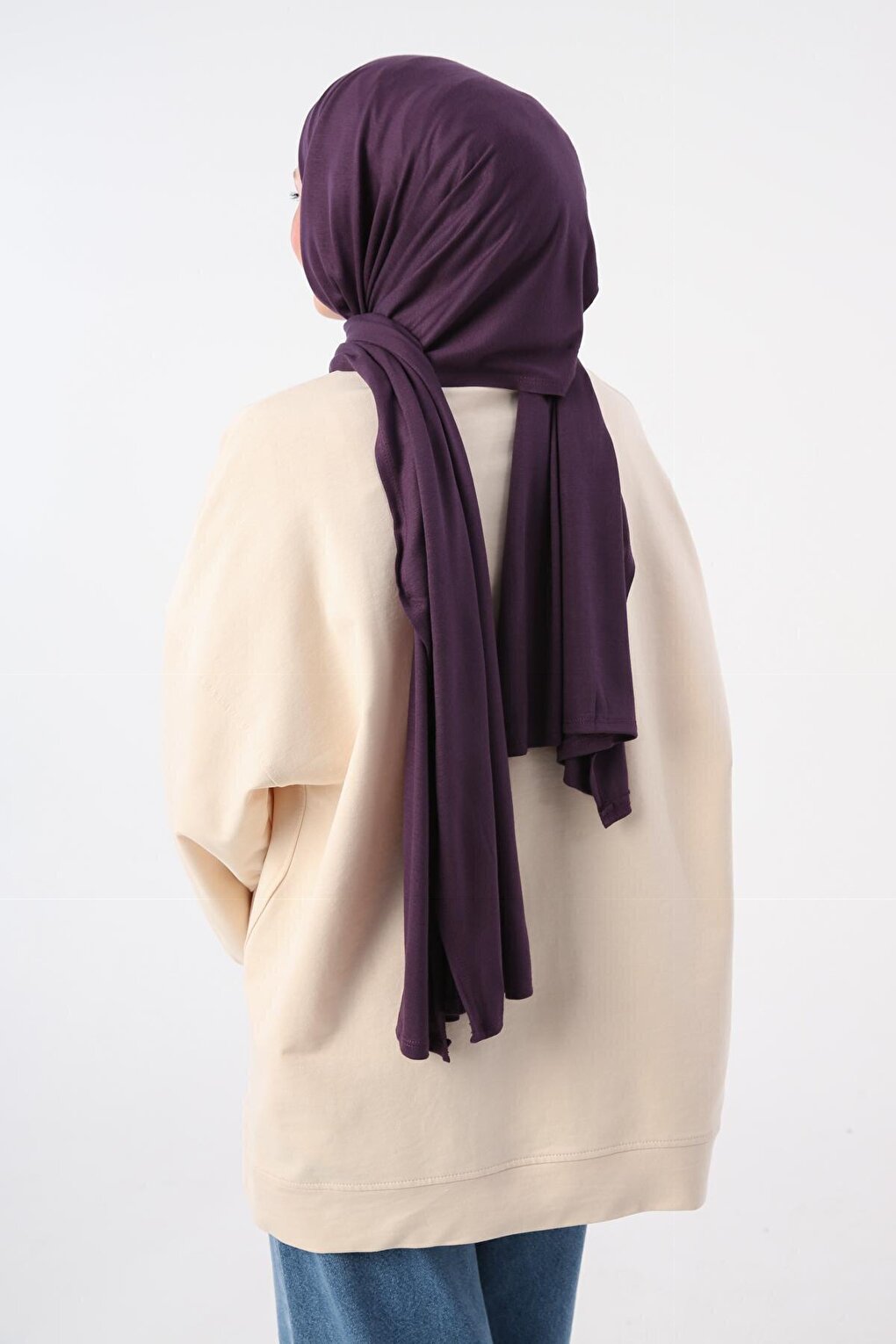 Purple Cotton Viscose Blend Combed Shawl