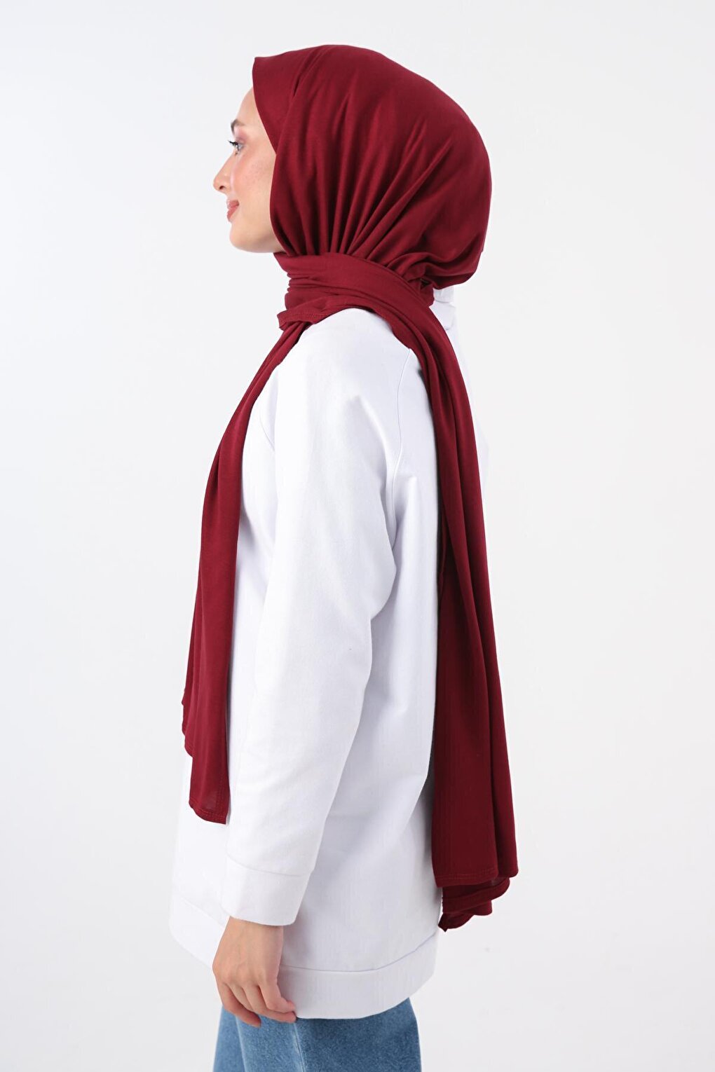 Burgundy Cotton Viscose Blend Combed Cotton Shawl