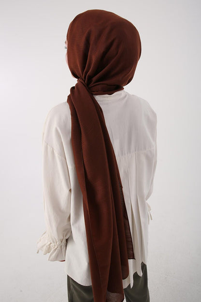 Brown Stripe Detailed Cotton Shawl