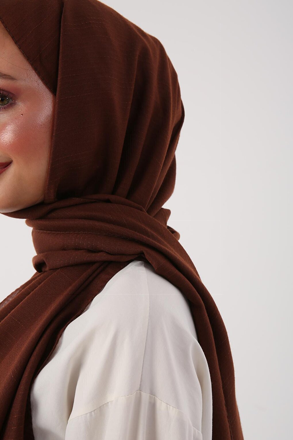 Brown Stripe Detailed Cotton Shawl