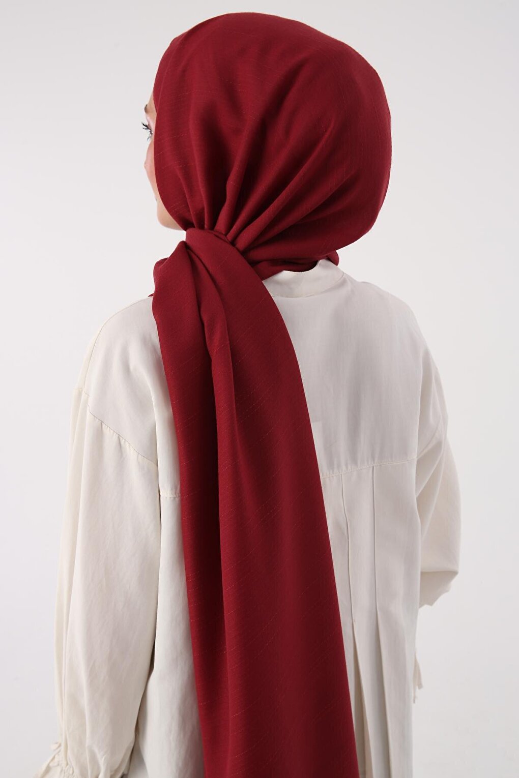 Claret Red Stripe Detailed Cotton Shawl