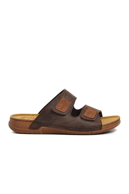 64.003 Brown Double Banded Men's Slippers