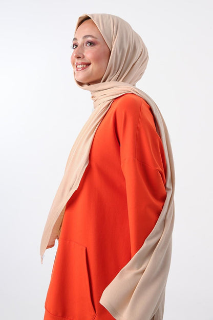 Beige Cotton Viscose Blend Combed Cotton Shawl