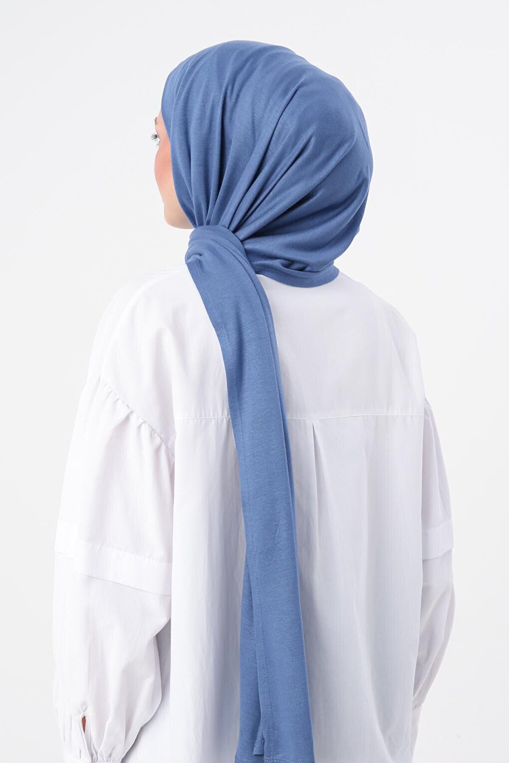 Blue Cotton Viscose Blend Combed Cotton Shawl