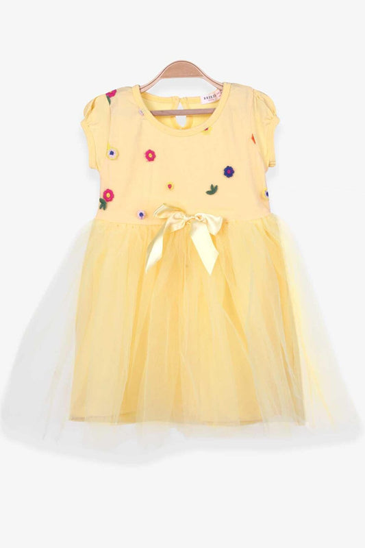 Girl's Dress Yellow with Floral Embroidery (Age 4)