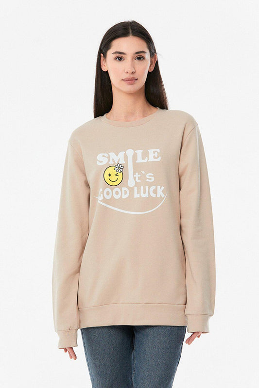 Printed Crew Neck Girl's Sweatshirt