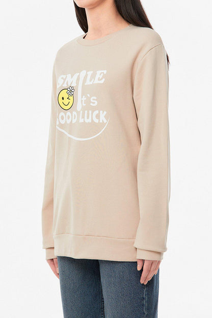 Printed Crew Neck Girl's Sweatshirt