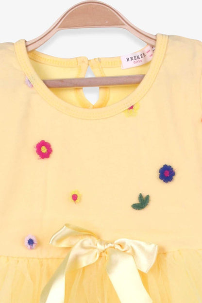 Girl's Dress Yellow with Floral Embroidery (Age 4)