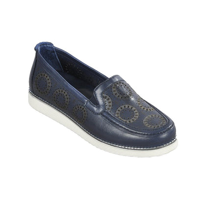 7890 Navy Blue Women's Genuine Leather Classic Shoes