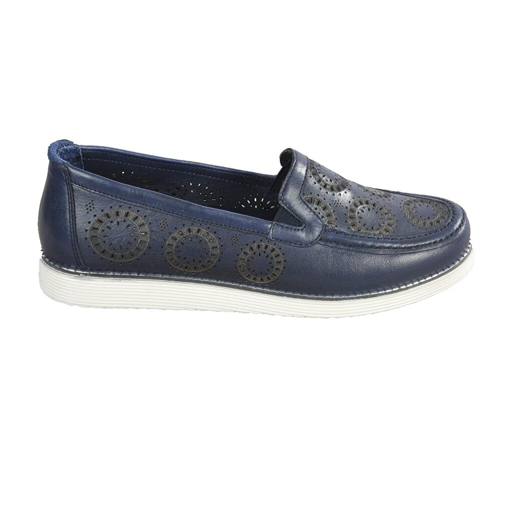 7890 Navy Blue Women's Genuine Leather Classic Shoes