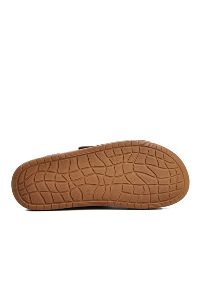 64.002 Brown Double Striped Men's Slippers