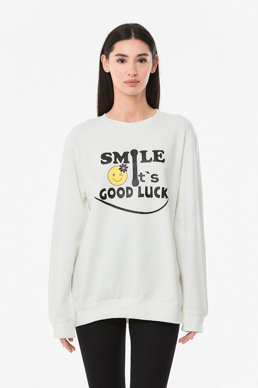 Printed Crew Neck Girl's Sweatshirt