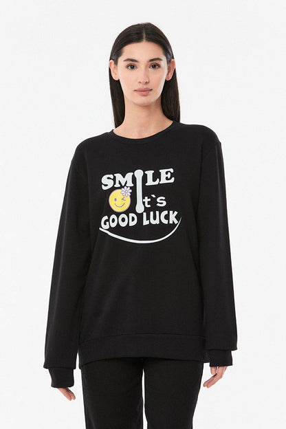 Printed Crew Neck Girl's Sweatshirt