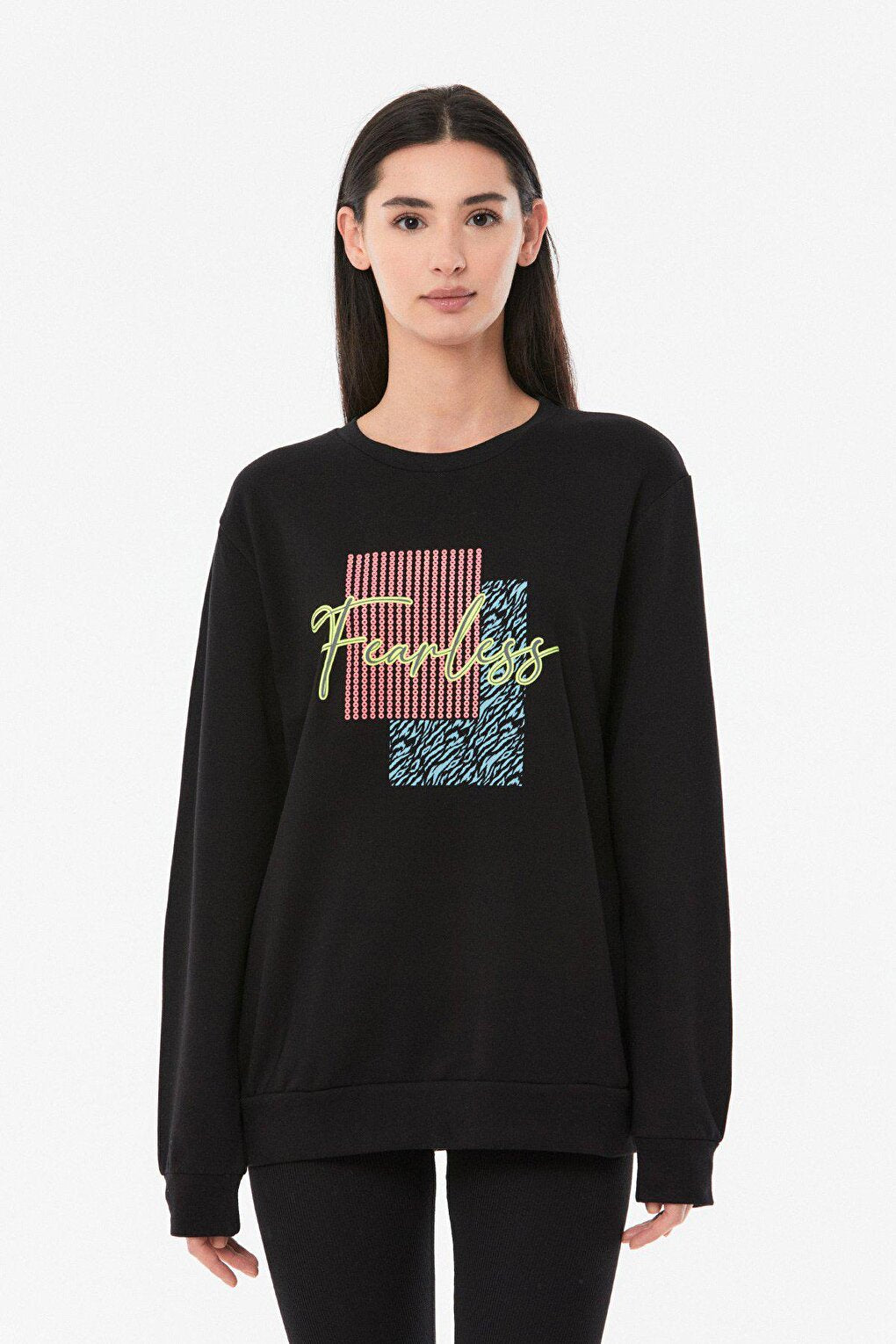 Printed Crew Neck Girl's Sweatshirt