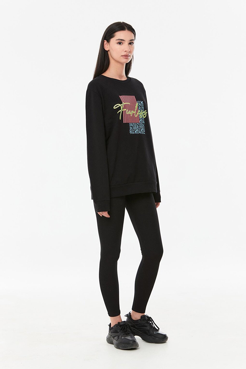 Printed Crew Neck Girl's Sweatshirt