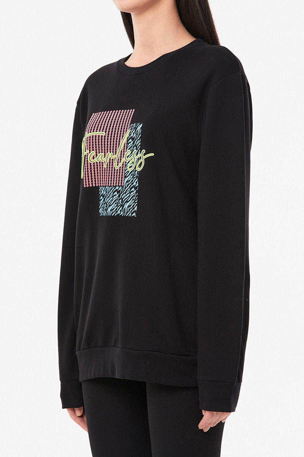 Printed Crew Neck Girl's Sweatshirt