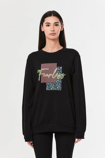 Printed Crew Neck Girl's Sweatshirt