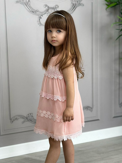 Crew Neck Sleeveless Baby Girl Dress