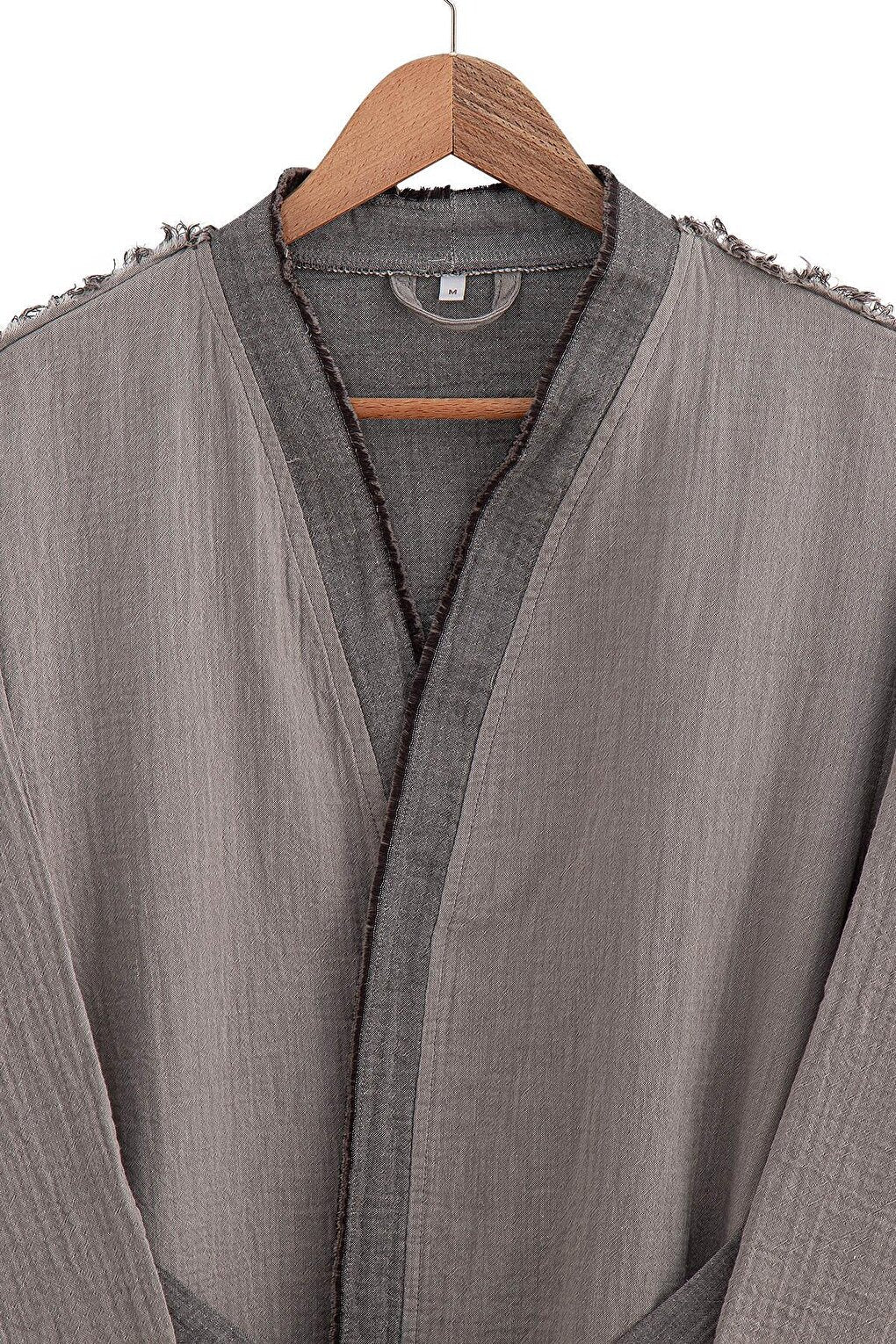 Melsa Women's Dressing Gown 100% Organic Cotton Muslin Anthracite