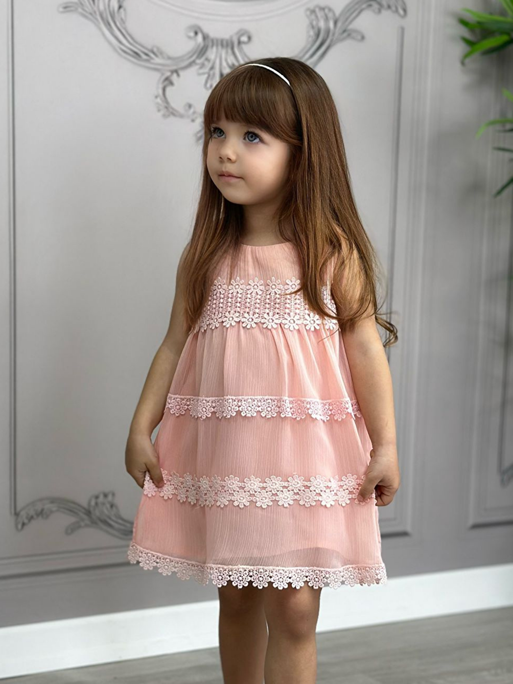 Crew Neck Sleeveless Baby Girl Dress