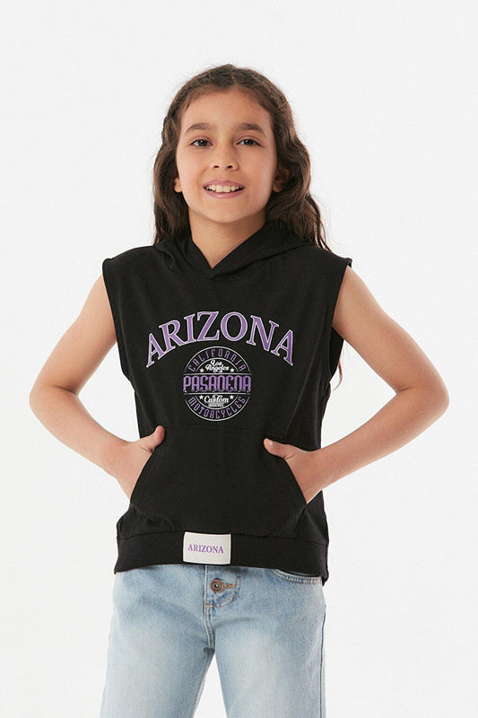 Arizona Printed Hooded Girls' T-Shirt