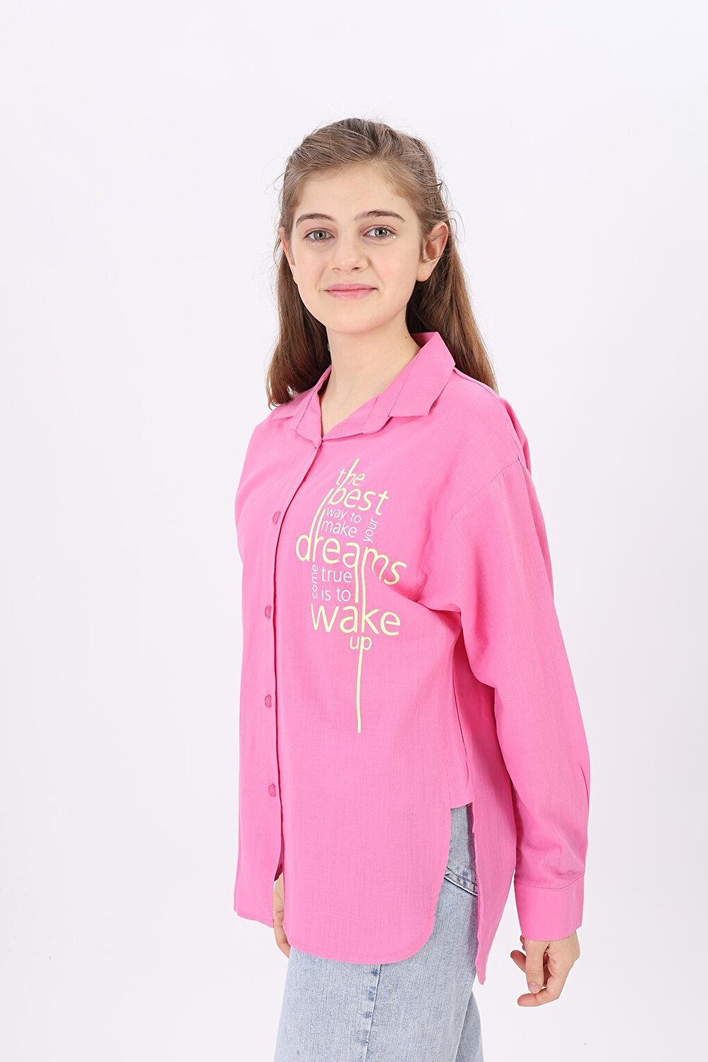 Girl's Text Printed Shirt 9-14 Years Lx181