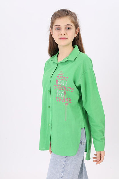 Girl's Text Printed Shirt 9-14 Years Lx181