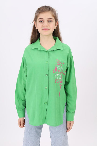 Girl's Text Printed Shirt 9-14 Years Lx181