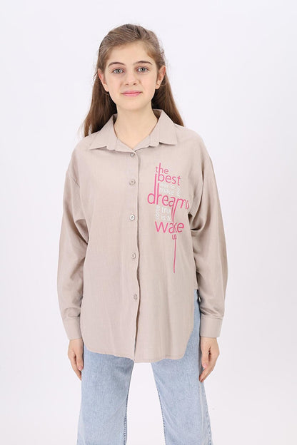 Girl's Text Printed Shirt 9-14 Years Lx181