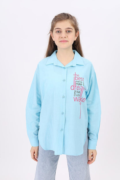 Girl's Text Printed Shirt 9-14 Years Lx181