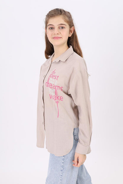 Girl's Text Printed Shirt 9-14 Years Lx181