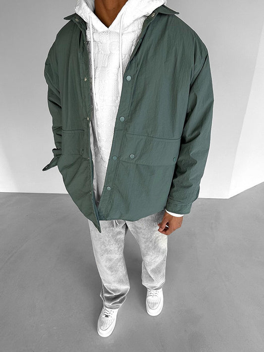 Oversize Jacket with Pockets Green