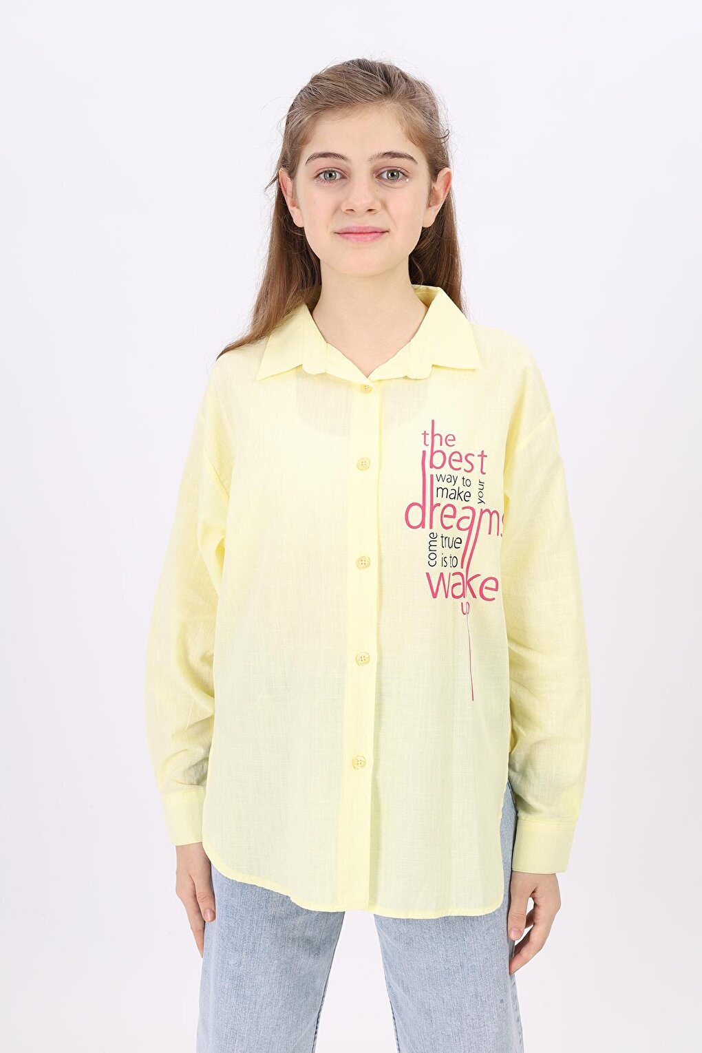 Girl's Text Printed Shirt 9-14 Years Lx181