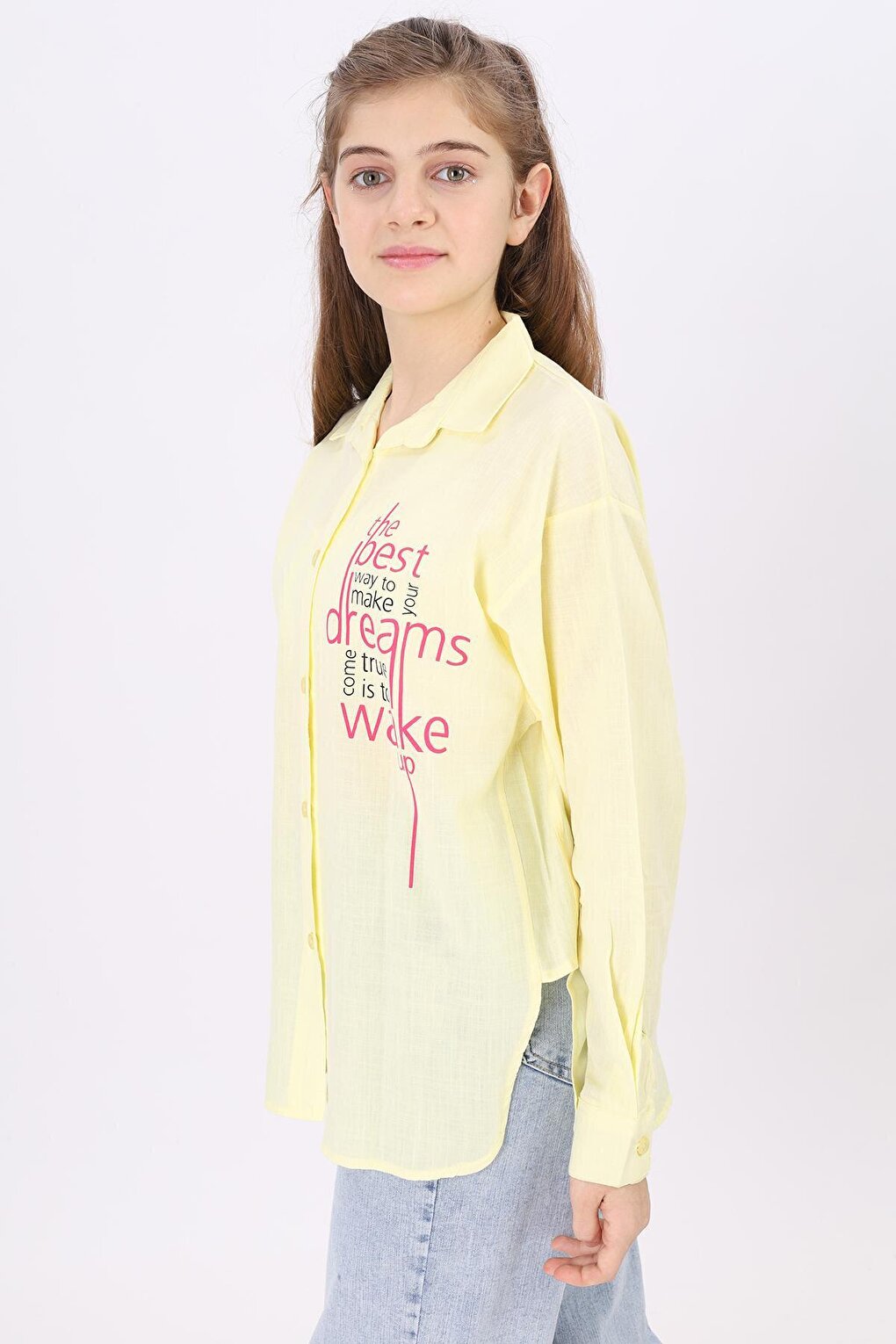 Girl's Text Printed Shirt 9-14 Years Lx181