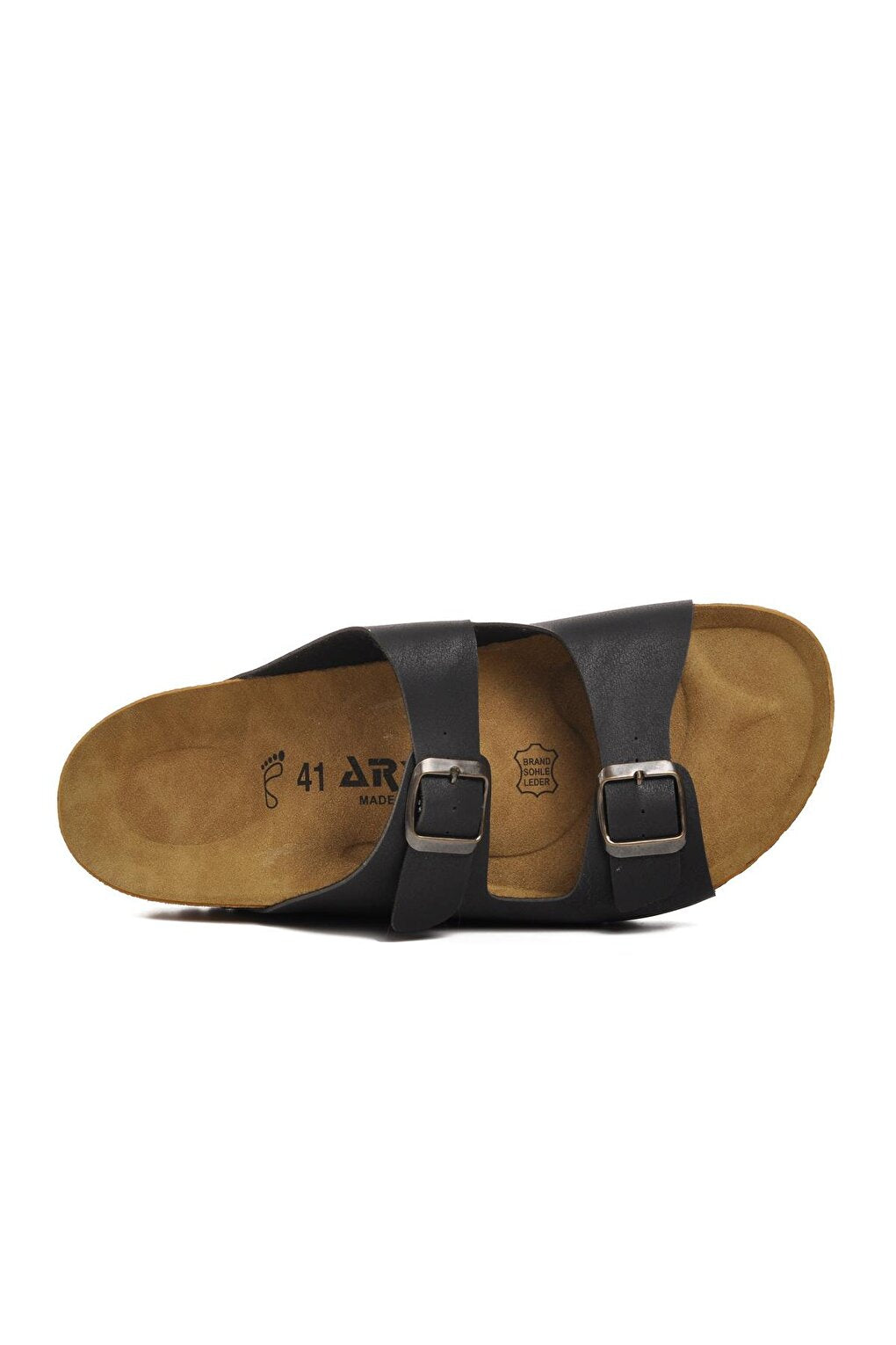 31-021 Black Double Striped Men's Cork Slippers