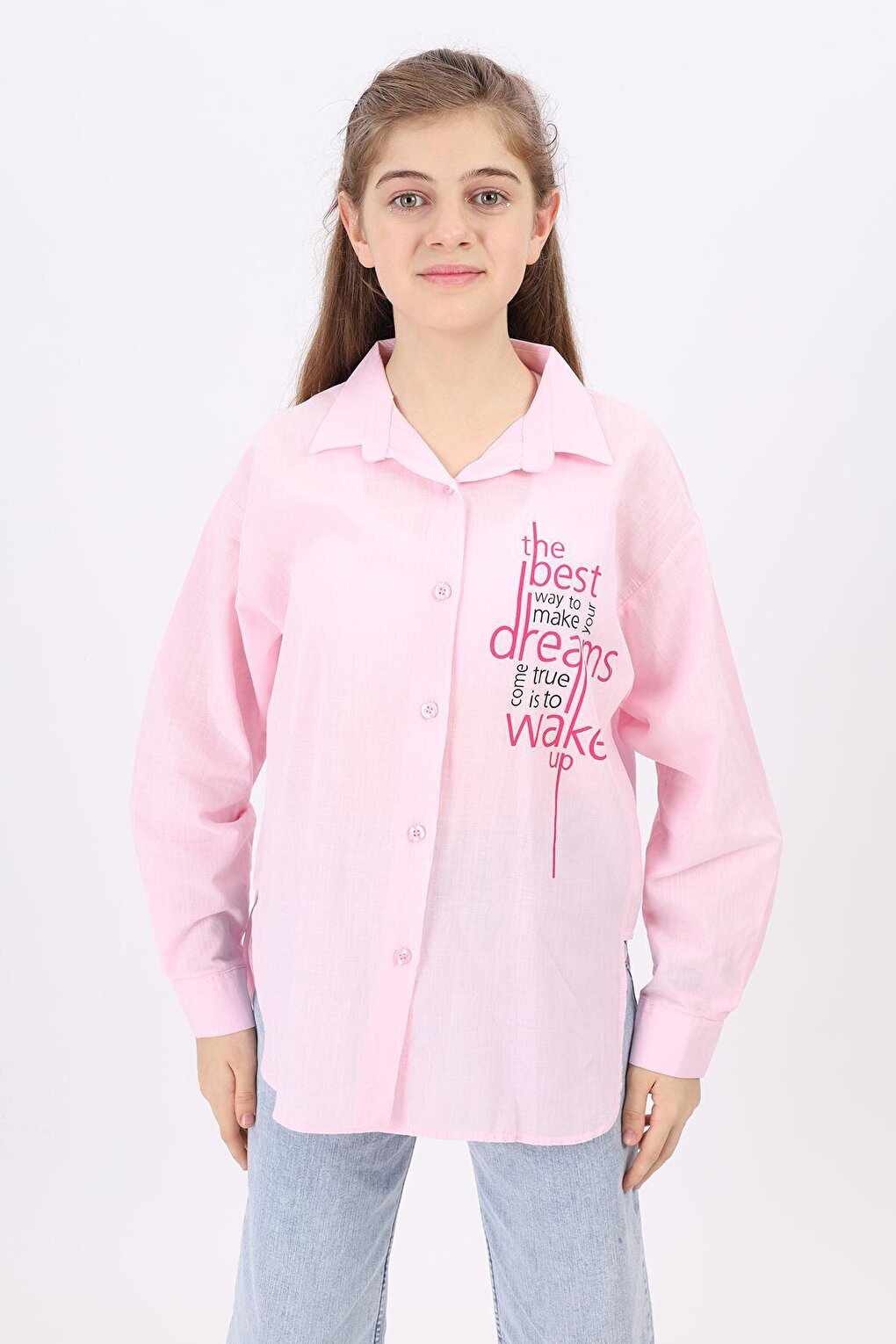 Girl's Text Printed Shirt 9-14 Years Lx181