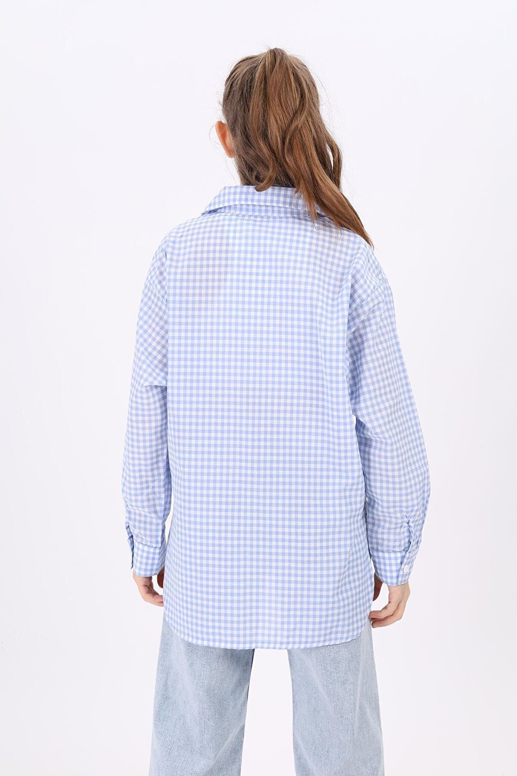 Girl's Pocket Garnished Pitikare Plaid Shirt Lx183-2