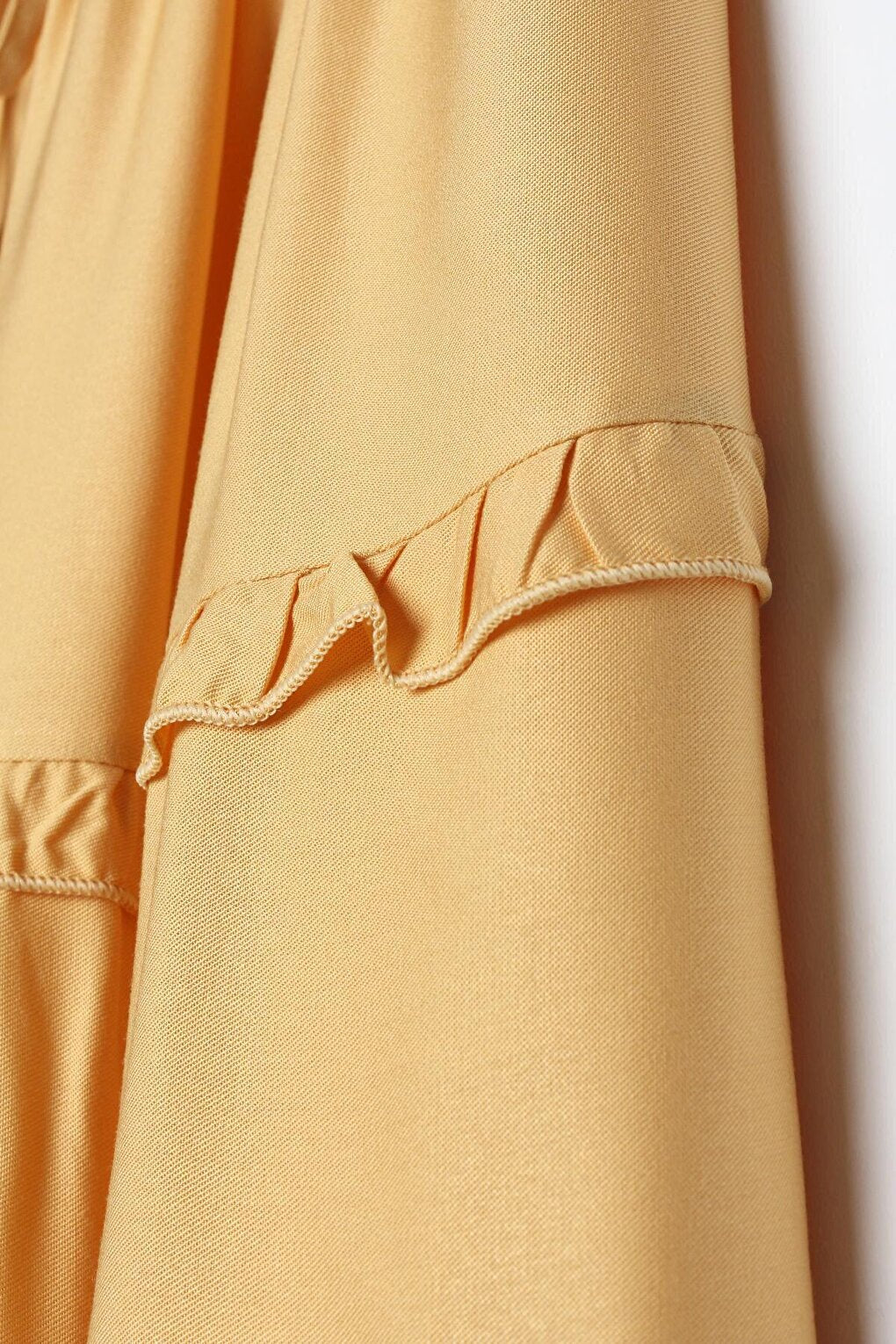 Yellow Elastic Waist Ruffled Viscose Skirt