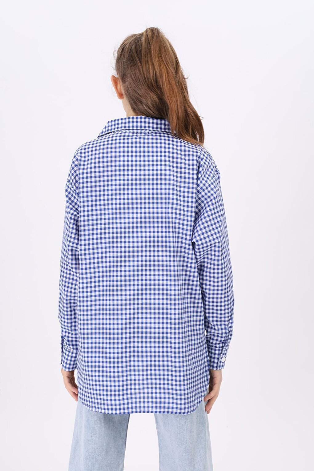 Girl's Pocket Garnished Pitikare Plaid Shirt Lx183-2