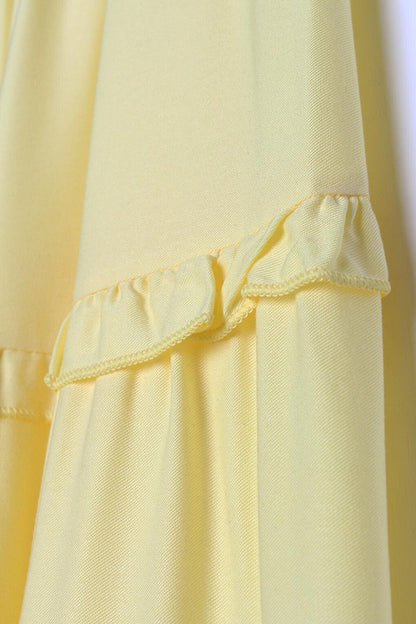 Light Yellow Ruffled Viscose Skirt with Elastic Waist