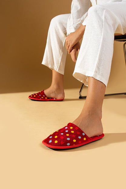 Warm Lining Polka Dot Comfortable Fit Women's House Slippers BNK355