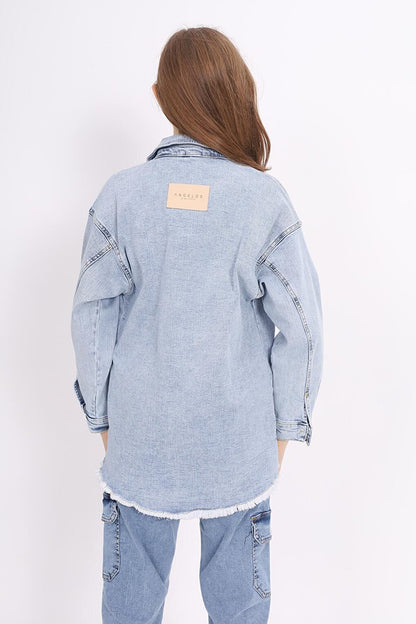 Girl Child Jean Shirt 9-14 Years Lx221