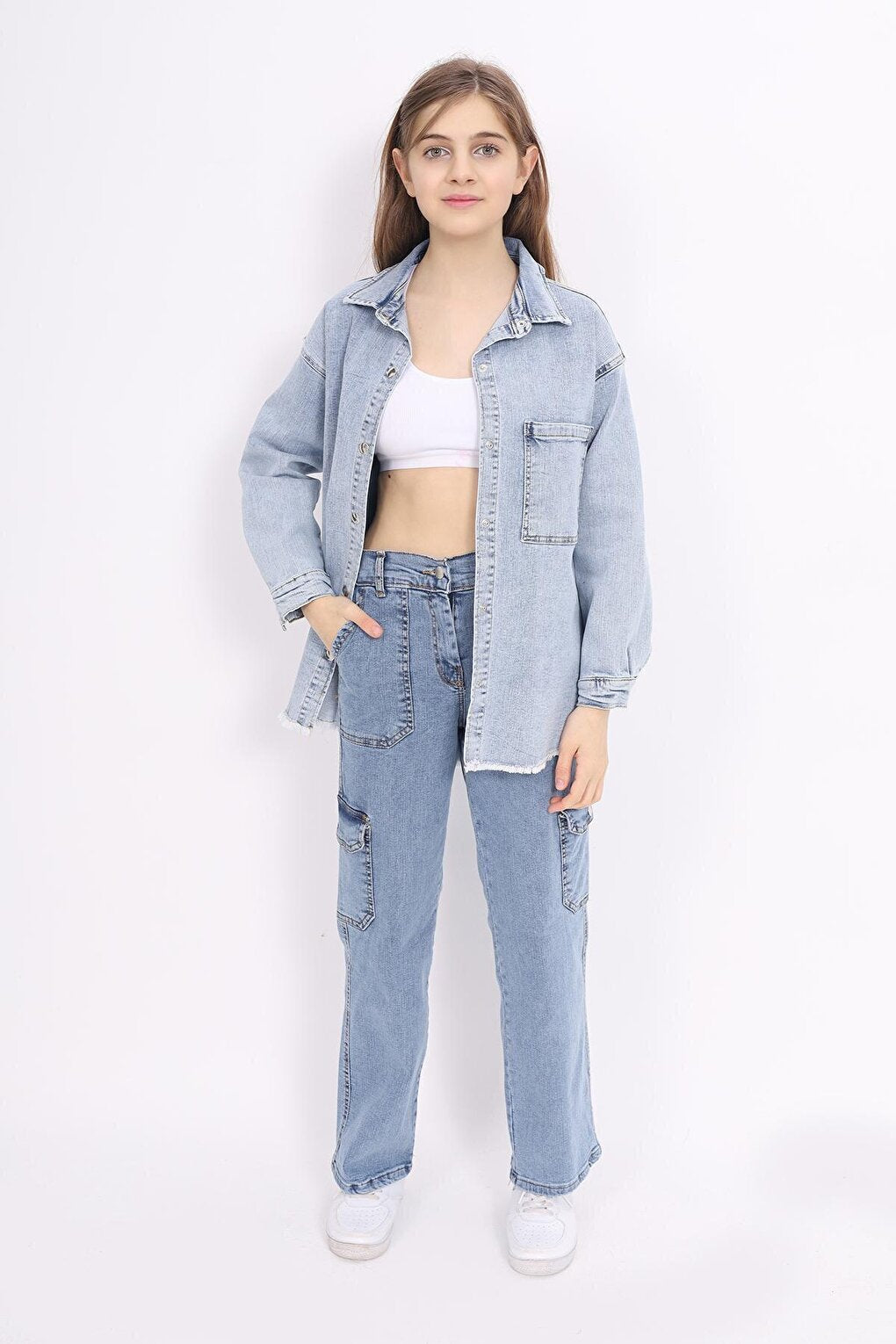 Girl Child Jean Shirt 9-14 Years Lx221