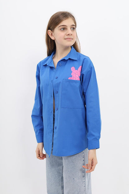 Girl's Rabbit Printed Terikoton Shirt Lx223