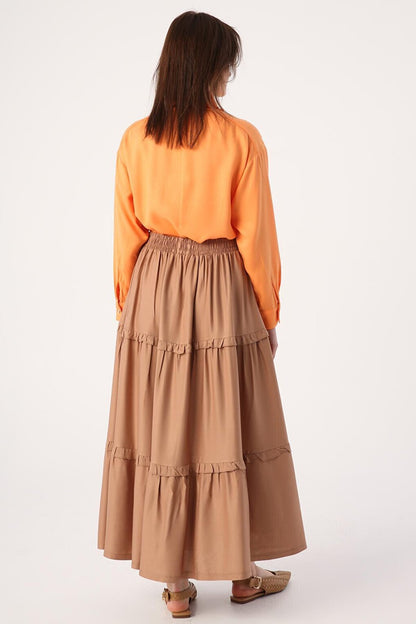 Mink Waist Elastic Ruffled Viscose Skirt