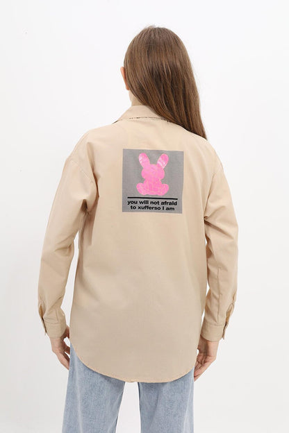 Girl's Rabbit Printed Terikoton Shirt Lx223